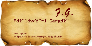 Földvári Gergő névjegykártya